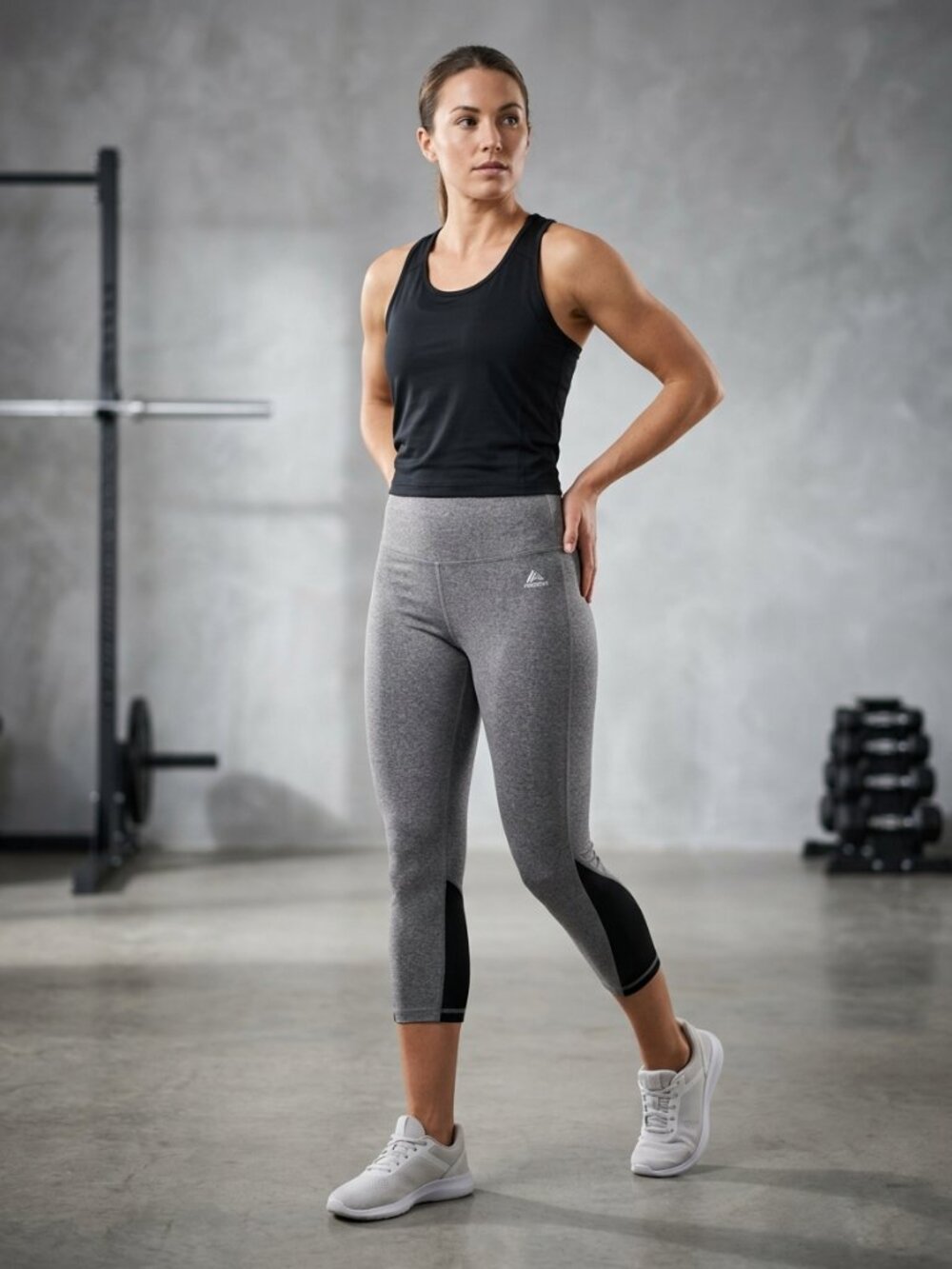 𝅺RBX Size Med Grey/Black Mesh Activewear Capri Pants
